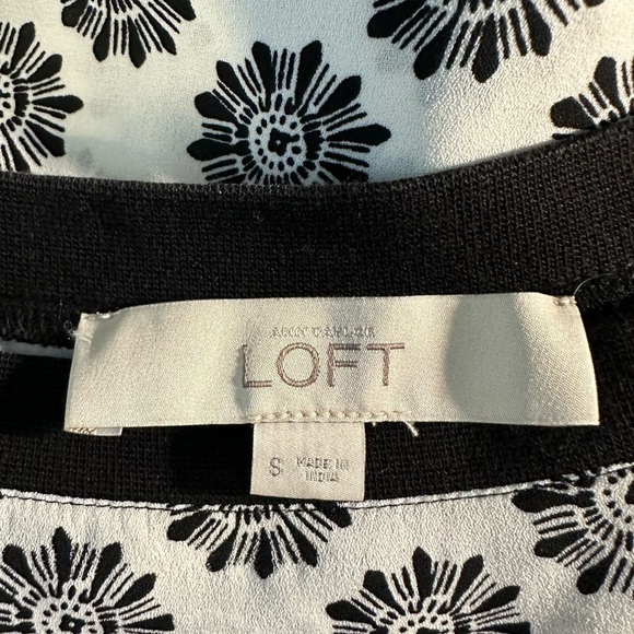 LOFT Black and White Mixed Print Long Sleeve Top Sz S - Picture 11 of 12